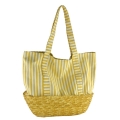 Canvas with Wheat Straw Base Tote Bag 